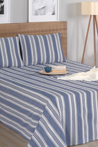 Sport Çizgili Çarşaf + Yastık Kılıfı Seti Çift Kişilik Soft Line Lacivert Lacivert