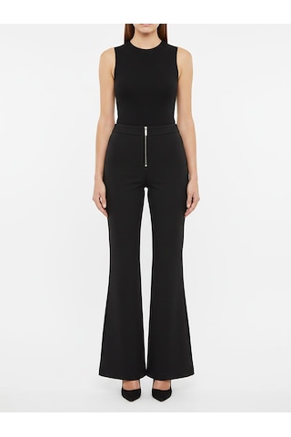 Sisley Streç Pamuklu İspanyol Paça Slim Fit Pantolon Kadın Siyah Pantolon - 325p4k1lle04h