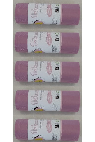 Pembe Çöp Poşeti 50x60 Cm 15'li Rulo, 5 Rulo 75 Adet