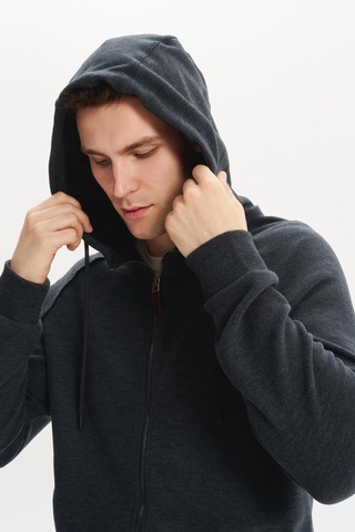 AR-MA Arma Erkek Örme Fleto Cepli Kapüşonlu Selanik Sweatshirt Regular Fit, Pamuk Polyester K30324698402 Gri