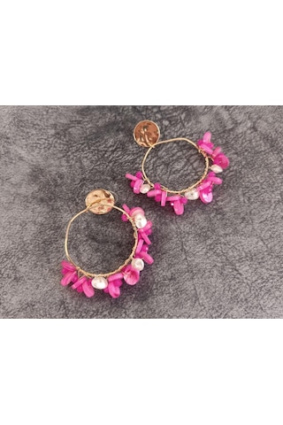 Küpe Otantik Doğal Taş Halka Sallantılı Küpe Nişan Düğün Kadın Takı Hediye Pembe