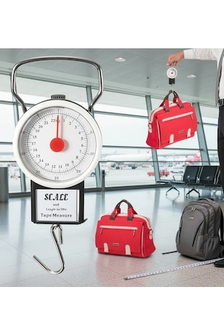 Buğz 22 Kg/50lb Kancalı Tartı Aleti 1 Metre Mezuralı Askılı Balıkçı Terazisi