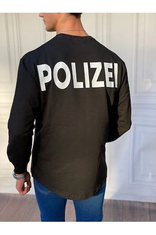 Modefendi Yarım Oversize Yazı Detaylı Sweat Siyah