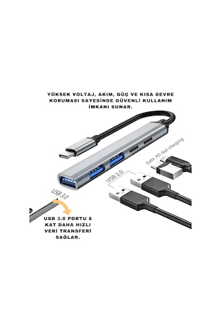 Polham 5in1 Type C To 3x Usb, 2x Pd Type C Çoğaltıcı Çevirici Hub, Klavye, Mouse,usb Okuyucu Adaptör