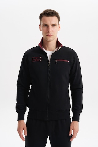 Arma Erkek Slim Fit Örme Basic 3 İplik Şardonlu Dik Yaka Tam Fermuar Mont %70 Pamuk %30 Polyester K6myo9715 Siyah