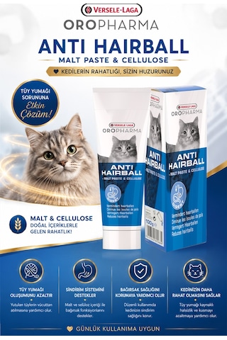 Versele - 680 - Laga Orop. Anti Hairball Kedi Malt - Muratech - Macunu 100g