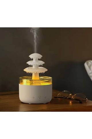 3 Katlı Şelale Yağmur Tasarımlı Ultrasonik Aroma Difüzör 6 Renk Led Işıklı Hava Nemlendirici