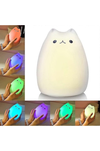 Gece Lambası, Çocuklar İçin Şarj Edilebilir Silikon Sevimli Çok Renkli