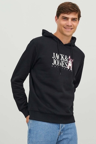 Jack & Jones Erkek Sweatshirt Siyah 12244219 Jorbeware Hood Fst 24kw21000122 W21002 Siyah