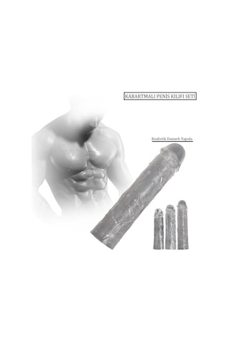 Odins Shop Ucu Dolgulu Uzatmalı 3'lü Şeffaf Penis Kılıfı Seti