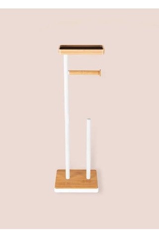 The Mia Bambu Tepsili Tuvalet Kağıdı Standı Beyaz Glv0757 Beyaz