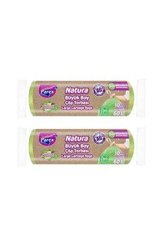 Natura Büzgülü 10'lu Çöp Torbası Büyük Boy 65 X 70 Cm İkili Paket