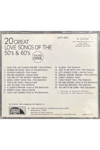 Müzik Cd Sidir Plak Değildir Cd 20 Great Love Songs Of The 50's
