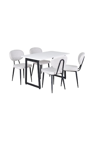 Vilinze Deniz Sandalye Biga Mdf Sabit Metal Ayak Mutfak Masası Takımı - 70x120 Cmbiga70120yr-sb-lkn01-siyah-deniz-skrem Sigmakrem