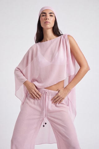 Holly Lolly Pelerinli Şal Detaylı Pantolonlu Şifon Harper Takım Pembe