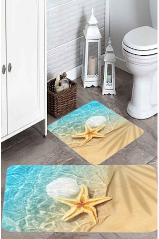 Rovigo Home Baskılı Kaymaz Taban 2'Li Banyo Paspas Takım Rvg5000-100x60-60x50 Çok Renkli