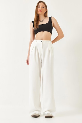 Shade Kadın Geniş Paça Maskülen Dokuma Pantolon 60271019 - Beyaz