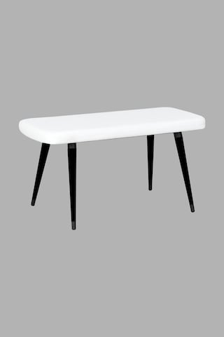 Vilinze Eames Ahşap Ayak Deri Mutfak Masası Bankı Beyaz