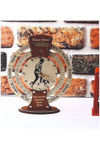 Öğretmenler Gününe Özel İsimli Takvimli Masa Saati