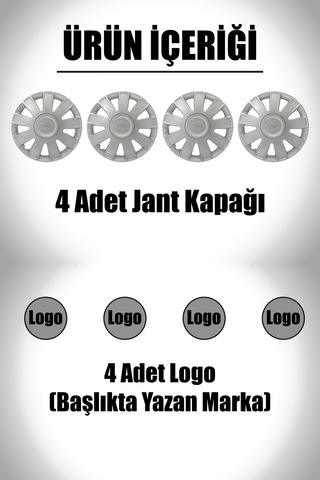 Ford Connect 15" İnç Uyumlu 4 Adet 1 Takım Gri Jant Kapağı