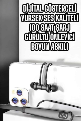 Gld-spt- Boyun Askılı Bluetooth Kulaklık Uzun Şarj Süreli Dijital Göstergeli Kablolu