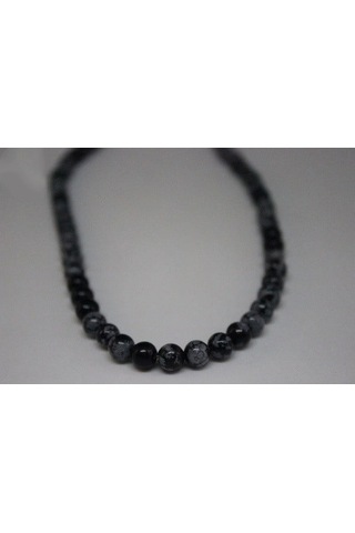 Kar Tanesi Obsidyen Taşı Yarım Dizi 6 MM 18 CM Çok Renkli
