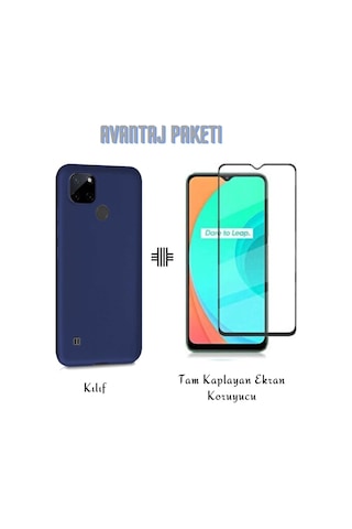 Oppo Realme C25y Kılıf Esnek Ince Soft Tasarım Dayanıklı Kılıf Ve Tam Kaplayan Ekran Koruyucu Col178276-lacivert