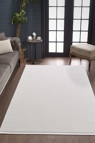 Mariesse Home London Serisi Yumuşak Dokulu Halı Salon Mutfak Koridor Kesme Yolluk Dokuma Makine Halısı 1093a Krem