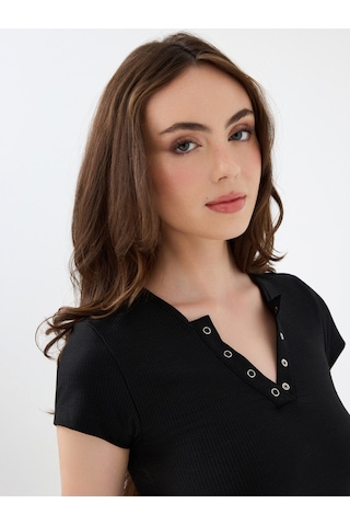 Kadın T-shirt Lf2040462 Black Siyah