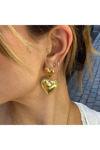 Altın Metalik Küpe Bayan Çok Renkli