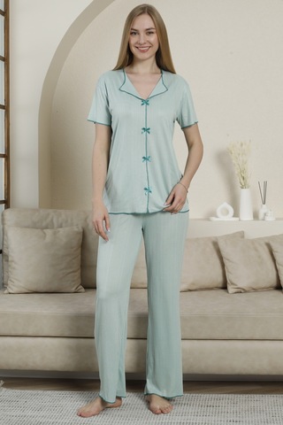 Wordex Mirano 3725 Fiyonklu Pegasus Kumaş Kısa Kolu Kadın Pijama Takımı Yeşil