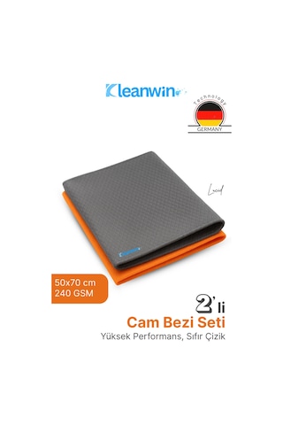 Lucid Mikrofiber Araba Cam Bezi 50x70 Cm 240 Gsm Turuncu & Gri Cam Silme Ve Kurulama Bezi