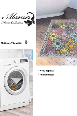Dekoreko Kaymaz Taban Djt Banyo Halısı Trend Iskandinav F5008 Renkli