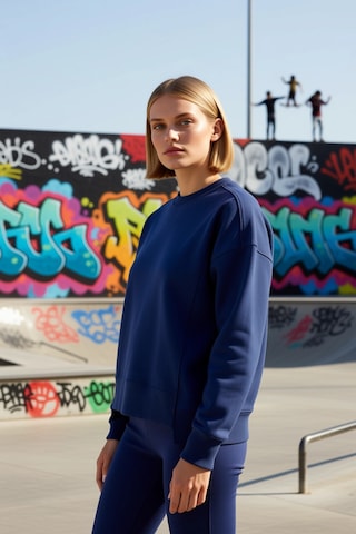 Benerly Kadın Bisiklet Yaka Düşük Kol %100 Pamuk Sweatshirt Fonksiyonel D Lacivert
