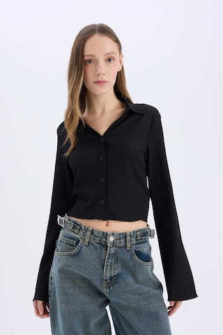 DeFacto Coool Fitted Basic Düz Bürümcük Uzun Kollu Gömlek A0012AX25SPBK81