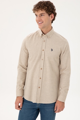 U.s. Polo Assn. Erkek Kum Gömlek Desenli 50296598-vr085 Kum