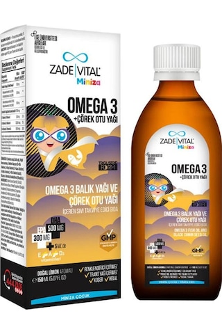 Zade Vital Miniza Omega 3 Ve Çörek Otu Yağı 150 Ml