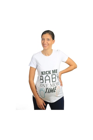Mummy's Baby Hamile Tişört Kick Me Baby Beyaz