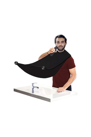 Folinda Erkekler İçin Sakal Tıraş Apronu - Saç Ve Sakal Tespit Edici, Giysileri Temiz Tutar, Yeniden Kullanılabilir, Su Geçirmez, Hediye Seçeneği Siyah