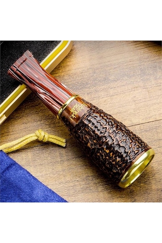 Lubinski 4 Boy Kullanım Briar Puro Ağızlığı 9mm Filtreli Long Carve 38-57 Ring Lb-934