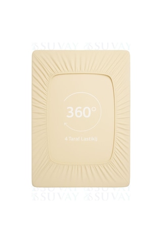 Suvay Penye Lastikli Çarşaf Tek Çift Kişilik Battal Boy %100 Pamuklu Lastikli Penye Çarşaf Krem