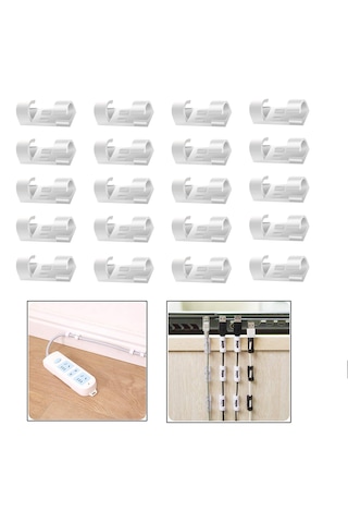 Yapışkanlı Kablo Sabitleyici Klips Set -al4551 20 Adet Beyaz