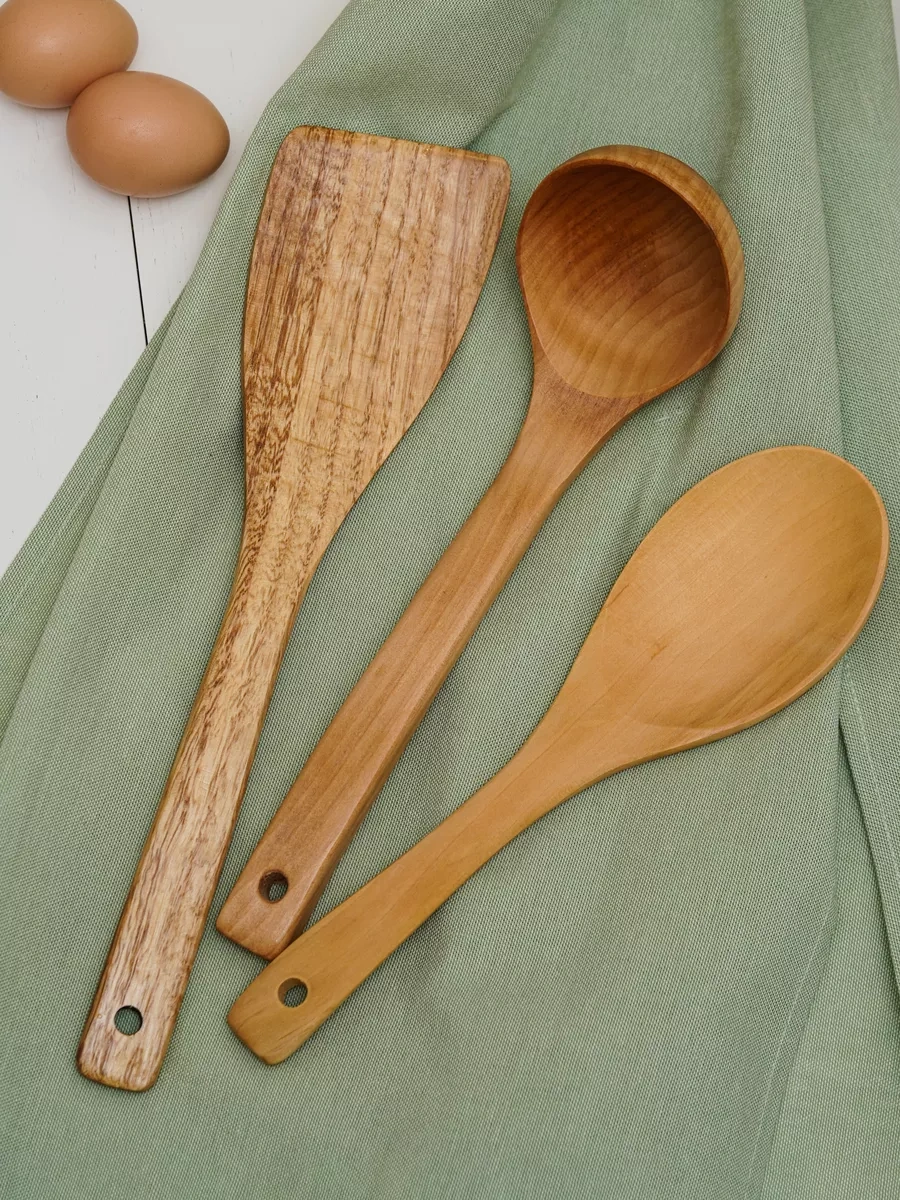 Topichome Ahşap Mutfak Spatulaları Seti, 3 Parça 189992219 Buğday