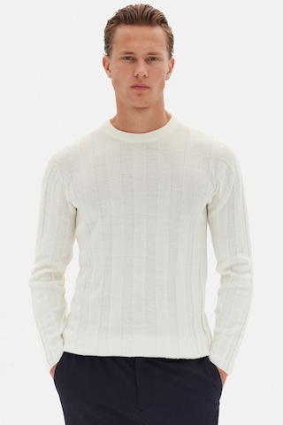 Twn Slim Fit Ekru Rib Örgü Kazak 3ec063302441m E01