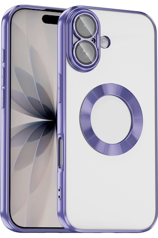 Apple Uyumlu iPhone 17 Kılıf Kamera Korumalı Logo Gösteren Zore Omega Kapak - Lila Lila