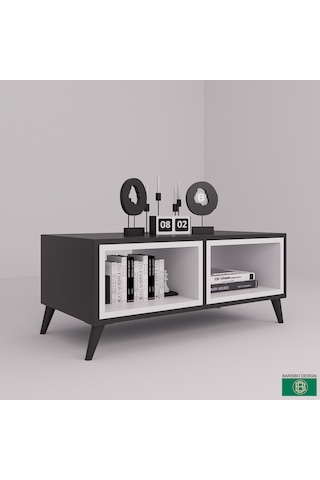 Orta Sehpa Modern Açık Raflı Antrasit - Beyaz