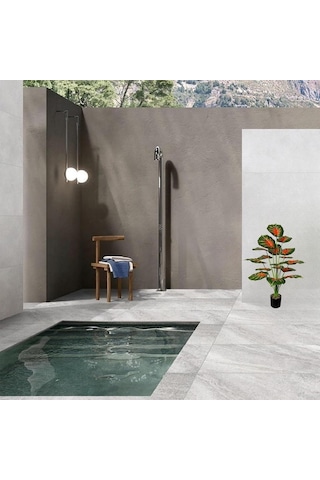 Yapay Çiçek Saksıda Tropik Kızıl Caladium 18 Dal 70 Cm Salon Çiçeği Yapay Bitki