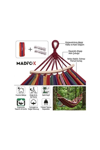 Madfox Tree Bed Lightweight Canvas Hamak Kırmızı