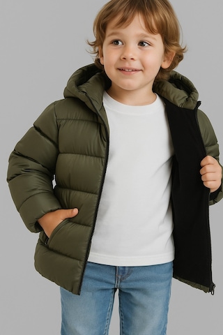 Blayn Jeans Erkek Çocuk Kapşonlu Montiçi Polarlı Su Ve Rüzgara Dayanıklı Haki