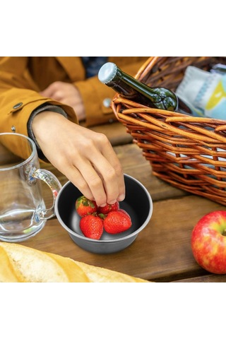 Açık Saf Ti Piknik Kase Taşınabilir Sofra Kamp Seyahat Anti-haşlanma Anında Erişte Kasesi Gümüş